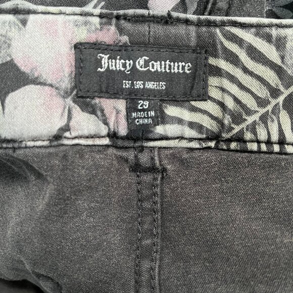 Juicy Couture‎ Floral California Skinny Jean Women's Black Stretch Scarf Size 29 - Picture 5 of 5